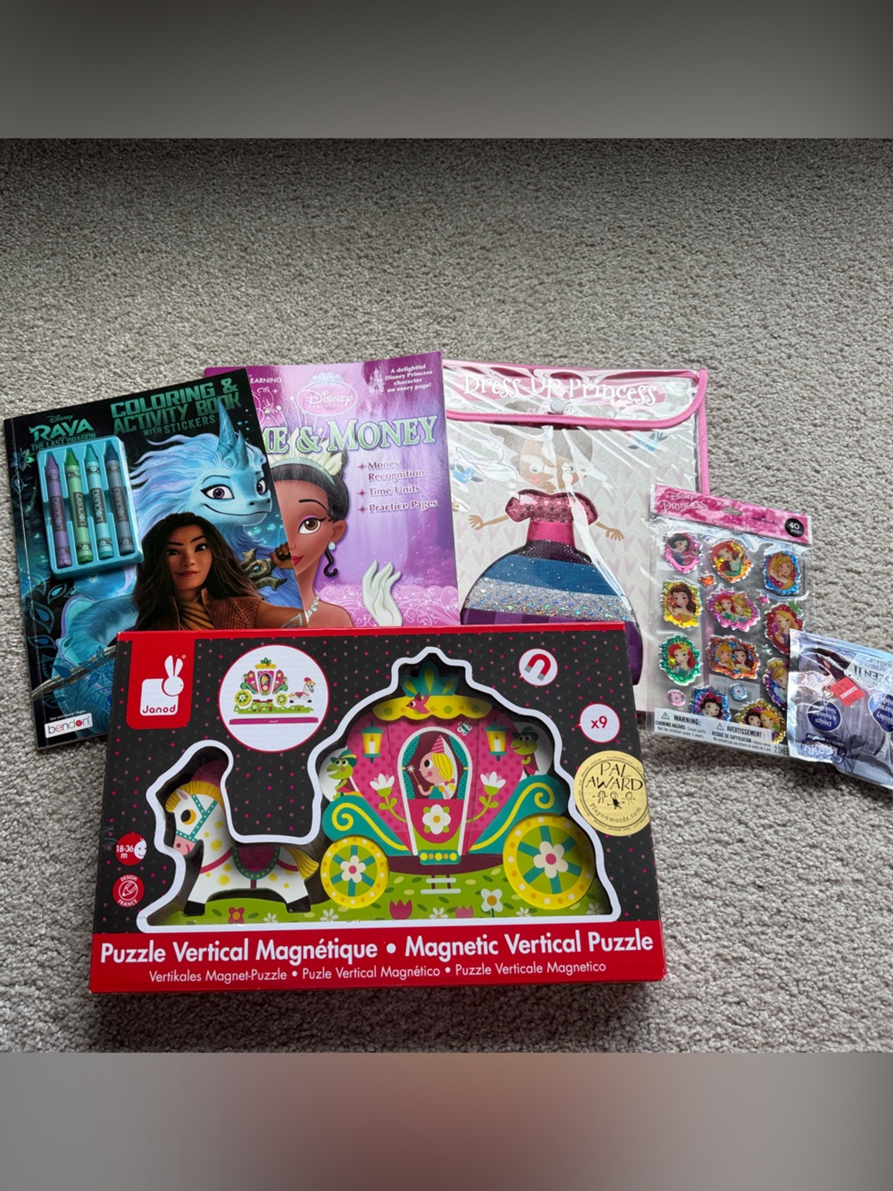 Princess Bundle! Magnetic Puzzle, Dress-up play board, stickers, coloring books